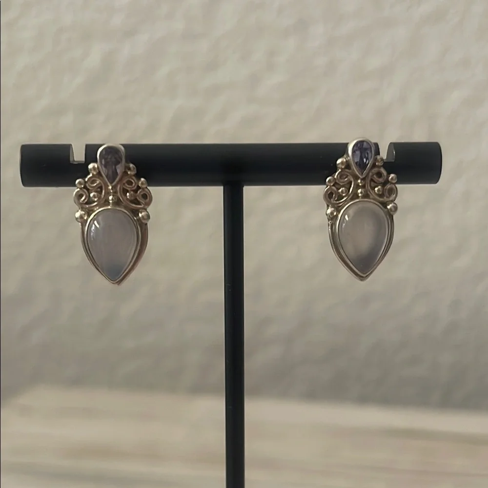 Sajen Sterling Silver Lavender Moonstone Drop Earrings